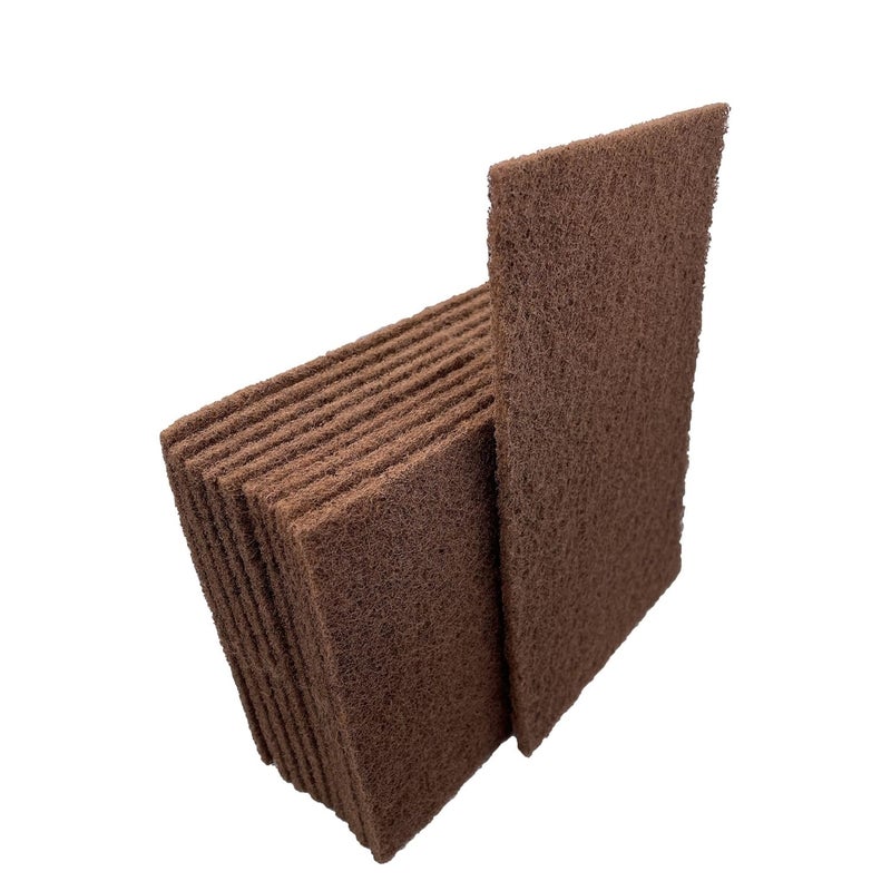 VSM 10-Pack: 6" x 9", Tan - Coarse, Non-Woven Hand Pad, Aluminum Oxide Grains, Rust and Oxidation Resistant, Multipurpose Abrasive Scrub Pad for Finishing and Cleaning - Image 1